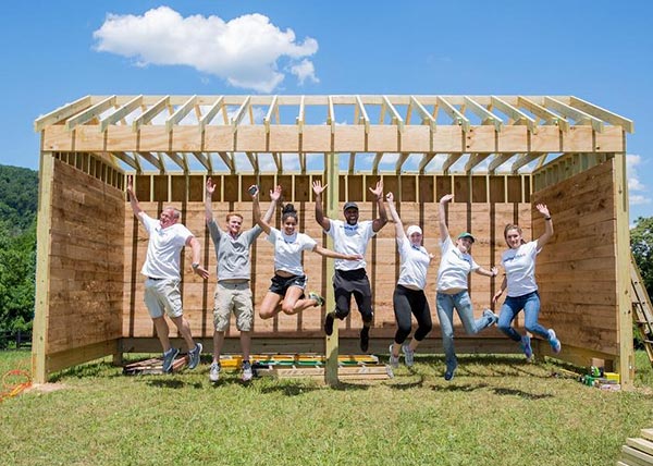 Volunteer horse barn building crew